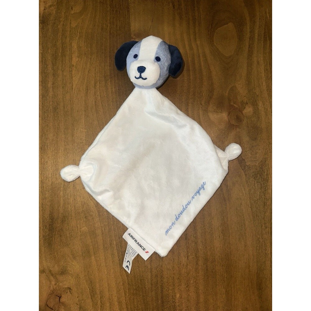 Air France Puppy Dog Mon Doudou Voyage Lovey Security Blanket 6" X 7"